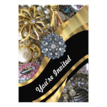 Black & gold bling personalized invite