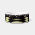 Black Gold Bobles & Stripes Medium Pet Bowl