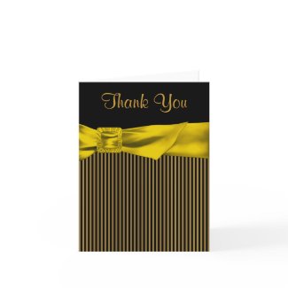 Black Gold Bow Thank You Cards card