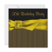 Black Gold Bow Womans 50th Birthday Party Personalized Invite