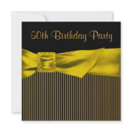 Black Gold Bow Womans 50th Birthday Party invitation