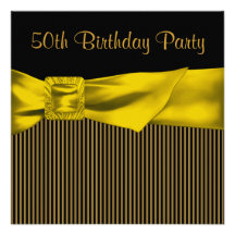 Black Gold Bow Womans 50th Birthday Party Personalized Invite