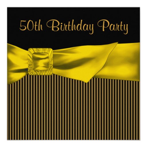 Black Gold Bow Womans 50th Birthday Party Personalized Invite
