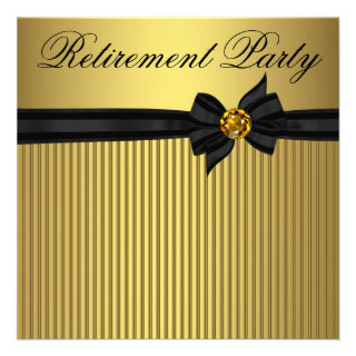 Black Gold Bow Womans Retirement Party Custom Invite