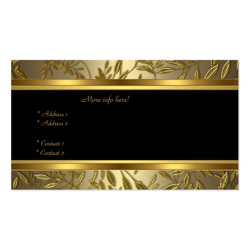 Black Gold Bronze Floral Elegant Business Card (back side)