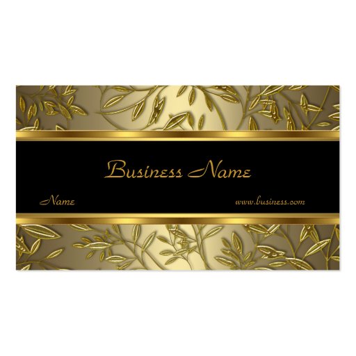 Black Gold Bronze Floral Elegant Business Card (front side)
