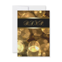 Black Gold Bubbles RSVP Custom Announcements