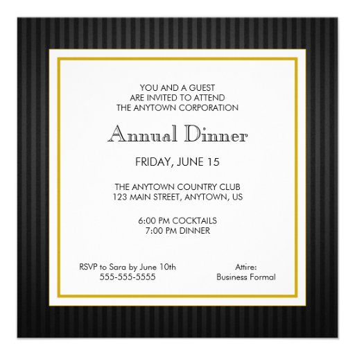 Black & Gold Business Professional Dinner Personalized Invites