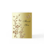 Black , Gold Butterfly Floral Thank You Note Card