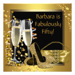 Black Gold Champagne 50th Birthday Party Invites