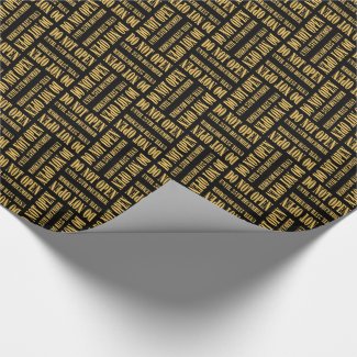 Black Gold Christmas Text-based Giftwrap Gift Wrapping Paper