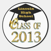 Black & Gold Class Of 2013 Graduation Cap Stickers