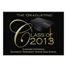 Black/Gold Class of 2013 Graduation Custom Announcements