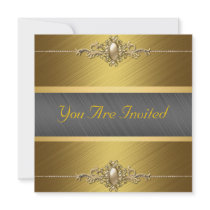 Black Gold Color Birthday Party Invitation