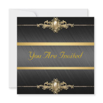 Black Gold Color Birthday Party Personalized Invitation