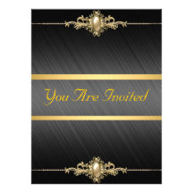 Black Gold Color Birthday Party Personalized Invitation
