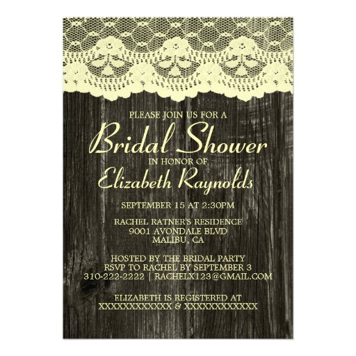 Black & Gold Country Lace Bridal Shower Invitation