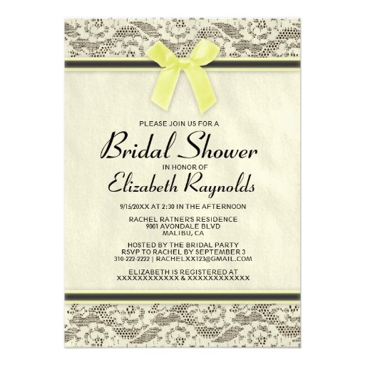 Black Gold Country Lace Bridal Shower Invitations