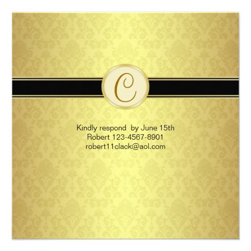 Black & gold, damask 50th Wedding Anniversary Personalized Invitation