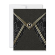 Black Gold Damask Black Tie Party Template invitation