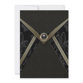 Black Gold Damask Black Tie Party Template invitation