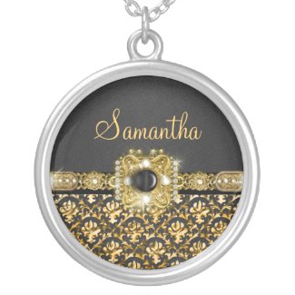 black gold damask bridal gifts necklace