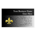 Black/Gold Damask Fleur de Lis Business Cards