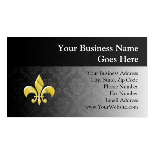 Black/Gold Damask Fleur de Lis Business Cards