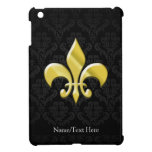 Black/Gold Damask Fleur de Lis ipad mini cases