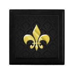 Black/Gold Damask Fleur de Lis gift boxes