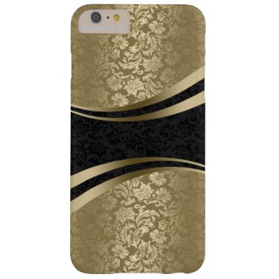 Black & gold damask modern geometric design barely there iPhone 6 plus case