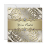 Black Gold Damask Party Personalized Announcements