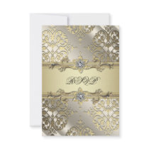 Black Gold Damask Party RSVP Custom Announcements