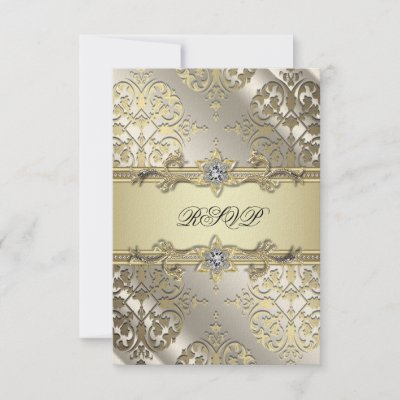 Black Gold Damask Party RSVP Custom Announcements