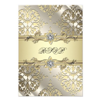 Black Gold Damask Party RSVP Custom Announcements