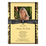 Black Gold Damask Photo Graduation Personalized Invites