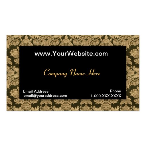 Black Gold Damask Profile Card Business Card Templates (front side)