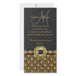 Black gold damask "thank you" picture card