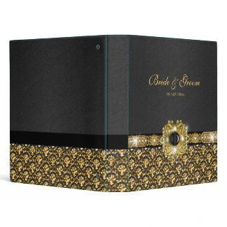 Black gold damask wedding binder