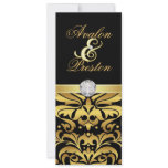 Black & Gold Diamond Damask Wedding Invitation