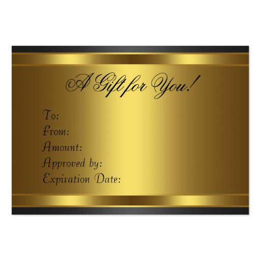Black Gold Diamond Gold Business Gift Certficate Business Card Template (back side)