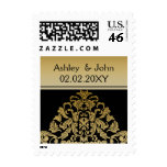 black gold elegant wedding stamps