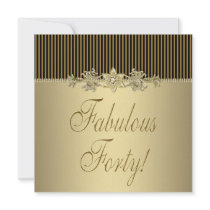 Black Gold Elegant Womans 40th Birthday Party Announcement