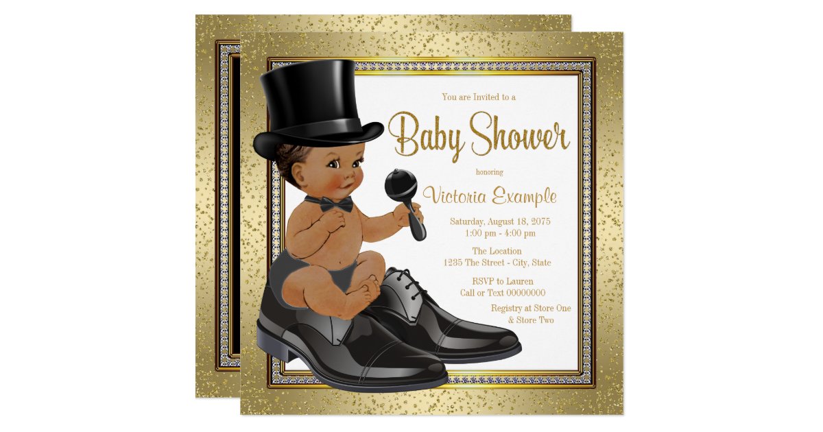 Black Gold Ethnic Little Man Baby Shower Card Zazzle