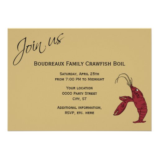 Black Gold Fancy Script Crawfish Boil Custom Invitations