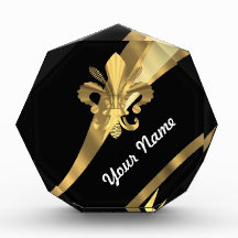 Black & gold fleur de lys acrylic award
