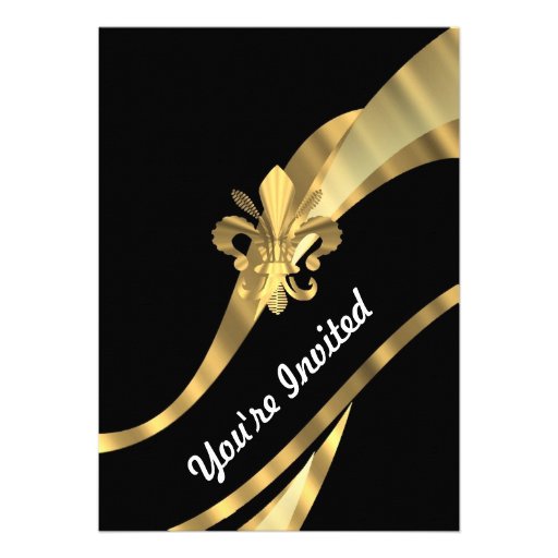 Black & gold fleur de lys card