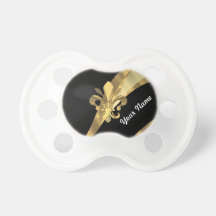 Black & gold fleur de lys pacifier