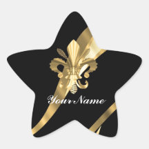 Black & gold fleur de lys star sticker
