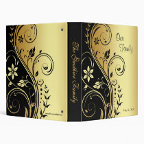 Black & Gold Floral Scroll Family Album Binder